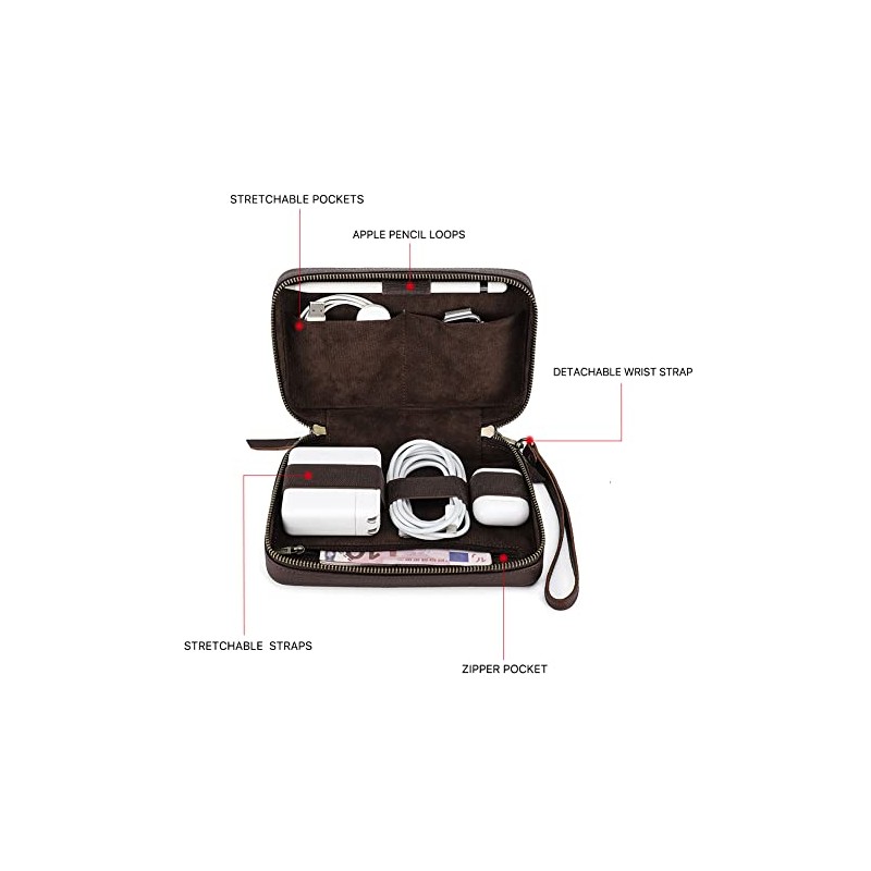 CONTACT'S Estuche para cables de piel, organizador de cables para