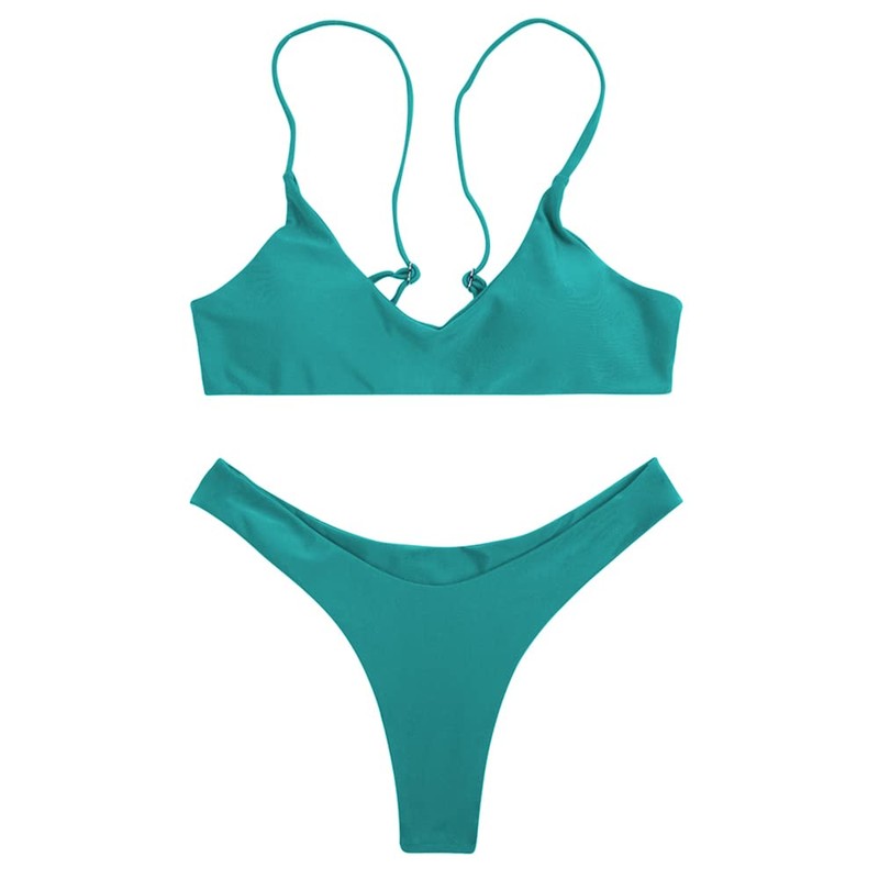 SherryDC Traje de baño de bikini brasileño con cuello redondo