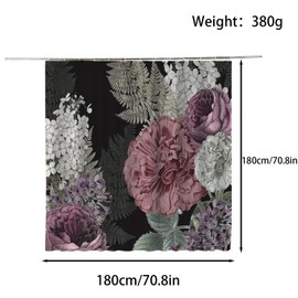 FAIRYGATE Shower Curtains Mould Proof Resistant Extra Long Shower Curtain Rose Flowers Anti Mould Fabric Bath Curtains Bathroom B8205