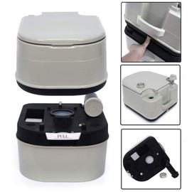 HTTMT- Gray 24L Advanced Portable Toilet Flush Camping Travel Outdoor Picnic Piston Pump Commode [P/N: ET-TOILET002-24L]