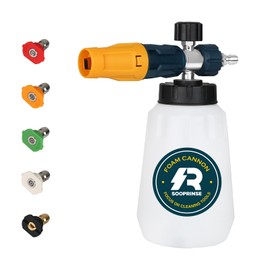 Sooprinse Foam Cannon with 1/4 Inch Quick Connector, Heavy Duty Car Foam Blaster Wide Neck Adjustable Snow Foam Lance for Pressure Washer, 5 Pressure Washer Nozzle Tips, 1 Liter