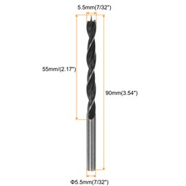 HARFINGTON 3pcs Brad Point Drill Bits 5.5mm(7/32") Dia Straight Round Shank Drill Metric Brad Point 2.17" Drilling Depth Spiral Twist Drill Bits for Carpenter Woodworking Plastic Rubber