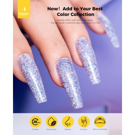 BURANO Glitter Gel Nail Polish, LED UV Nail Gel Shimmer Holographic Effect Soak off Gel Curing Required, No Chip Gel Polish Sparkle Gel Home DIY Nail Salon (Neon LP4)