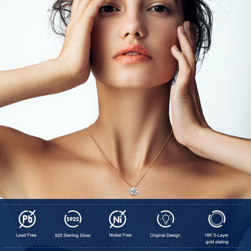 YIMERAIRE 1.0CTTW Moissanite Necklace For Women, 925 Sterling Silver Diamond