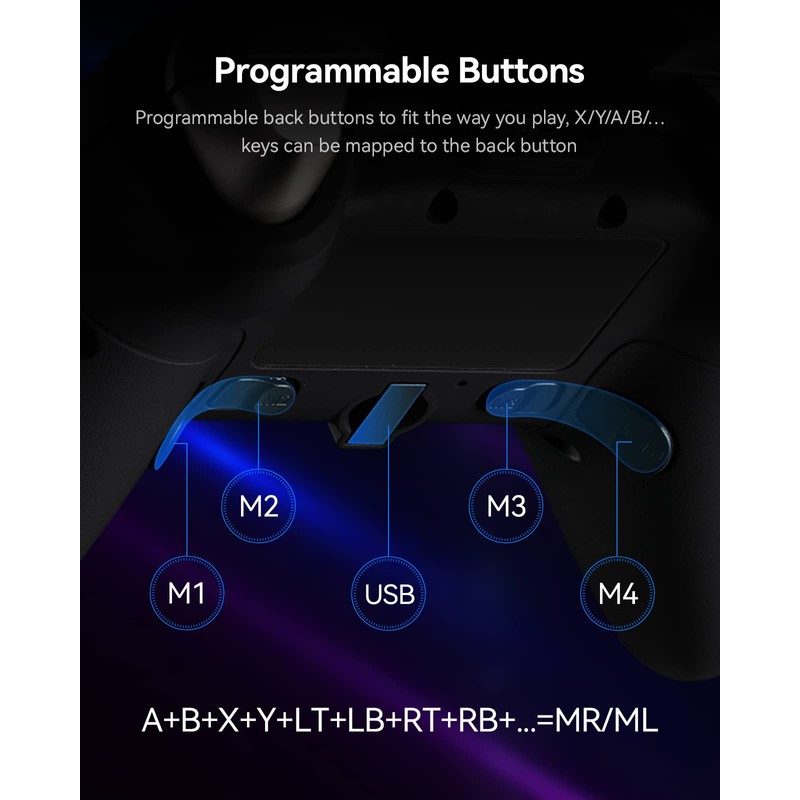 BINBOKPLAY Wireless Gaming Controller, Multi-platform Gamepad with LED Backlight, Dual