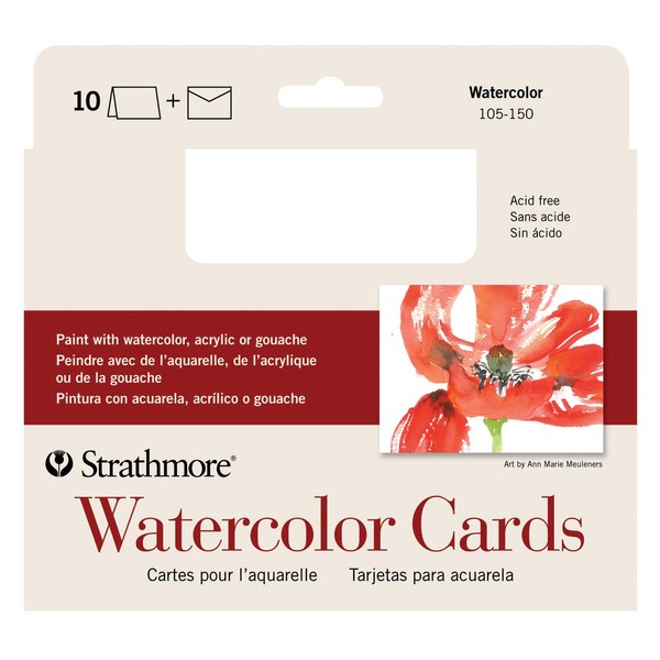 Strathmore 105-150-1 Watercolor Cards, Cold Press, 5" x 6.875", 10 Cards and Envelopes