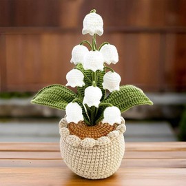 Handmade Crochet White Lily of the Valley | Lily-of-the-valley | Crocheted Flower | Pink | Blue | Purple | White | Decorative Plants - Color: White