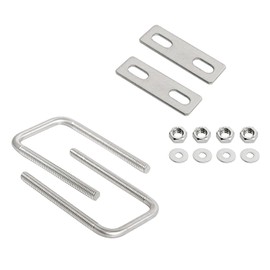Aoje-Link Square U Bolt 1.22"(31mm) Inner Width M6 Thread 304 Stainless Steel Silver with Plates Nuts Flat Washers, 2Pcs