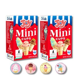 JOY MINI CUPS - Miniature Ice Cream Cones For Kids, Desserts, Cupcake Cones, 42 Ct per box - Pack of 2 (84 ct in total) BONUS, 4 Ice Cream Stickers