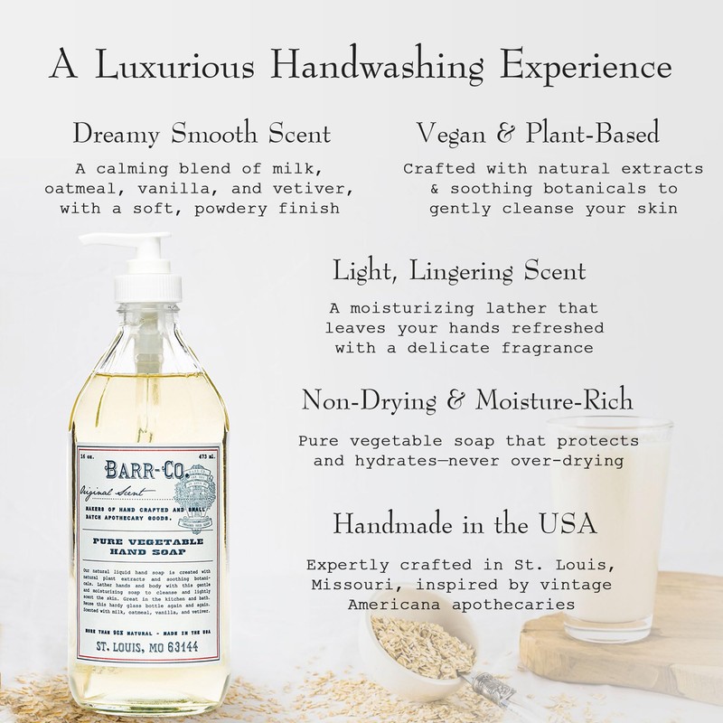 BARR-CO. Hand Soap – Natural Liquid Soap with Oat, Vanilla