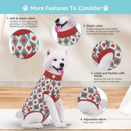 comwish Comwish Recovery Suit for Dogs, Dog Recovery Suit Male Female Post Spay, Neuter, Abdominal Surgery Recovery Suit with an Inner Layer Pocket, Prevent Licking Soft Breathable Cotton (Red Heart, Large+)