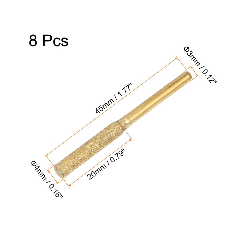 sourcing map 8pcs Diamond Chainsaw Sharpener Bits 5/32" 4mm Cylinder