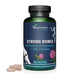 Strong Bones | 800 mg Calcium High Dose + 400 mg Magnesium per Day | Laboratory Tested & Vegan | 180 Tablets | No Additives | German Production by Vegavero®