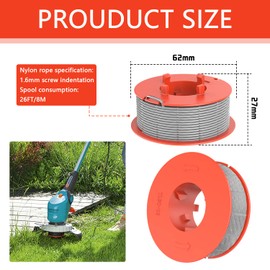 MAOZHOU Grass Trimmer Line Spool 3 Pieces Φ1.6 mm 8 m F016800175 Replacement Autofeed Spool Line, Grass Trimmer Accessories Nylon Spools for Bosch Art 23 26 EasyTrim and Art 23 26 30 COMBITRIM