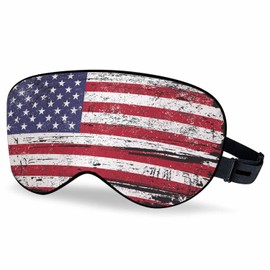 Vnwoalu Grunge American Flag Sleep Eye Mask USA Flag Men Women Sleep Mask with Adjustable Strap Eye Cover Eye Shade for Travel, Nap,Meditation