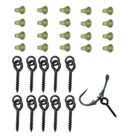 10x Fishing Bait Screws & 20x Hook Stops, Carp Boilie Bait Screw Eyes With Link Loop Terminal Tackle Accessories