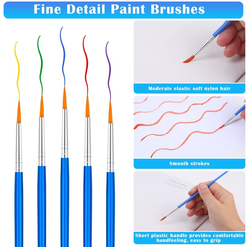 50Pcs Round Paint Brushes Bulk, Anezus Small Paint Brushes Classroom