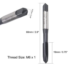 MACHSWON Spiral Point Threading Tap for Thread Repair for Through-Hole Threads H2 High Speed Steel 6542 Machine Taps M6 x 1.0 mm 2PCS