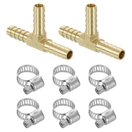 QUARKZMAN QUARKZMAN 10 St1ck 3 Wege Messing Schlauchverbinder 8mm T St1ck Messing Schlaucht1lle, T f?rmige Messing Fittings mit 30St1ck Schlauchschellen f1r Wasser Kraftstoff Luft