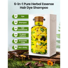 Limer Multi-Color Bubble Hair Dye Shampoo,Semi-Permanent Gray Coverage with 6-in-1 Herbal Ingredients,Root Touch-up,Ammonia-Free Formula for Women,Travel-Friendly 1oz x 10 Packs/Box (Natural Black)