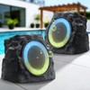 MIKK 2 Pack Solar Rock Speakers Outdoor Waterproof Patio with