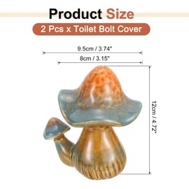 sourcing map 2 Pcs Toilet Bolt Covers, Ceramics Toilet Bolt Caps Mushroom Decor Covers Cute Mushroom Toilet Screw Cover Caps for Decor Bathroom 3.74"x3.15"x4.72"(L*W*H), Blue-Brown