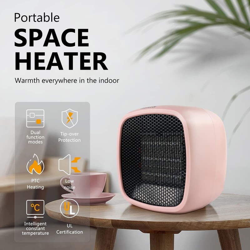Portable Space Heater, YOUCIDI 1000W/800W Ceramic Electric Heater, Compact Small