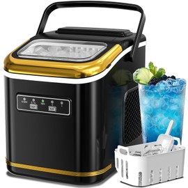 Electactic Ice Maker Machine Countertop Portable Compact Small Bullet Ice Maker with Self Cleaning,9 Cubes in 6 Mins,26lbs in 24Hrs, for Home and Kitchen(Black)