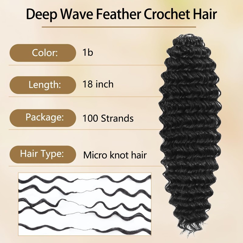 Feather Crochet Hair for Black Women 18 Inch 100 Strands,