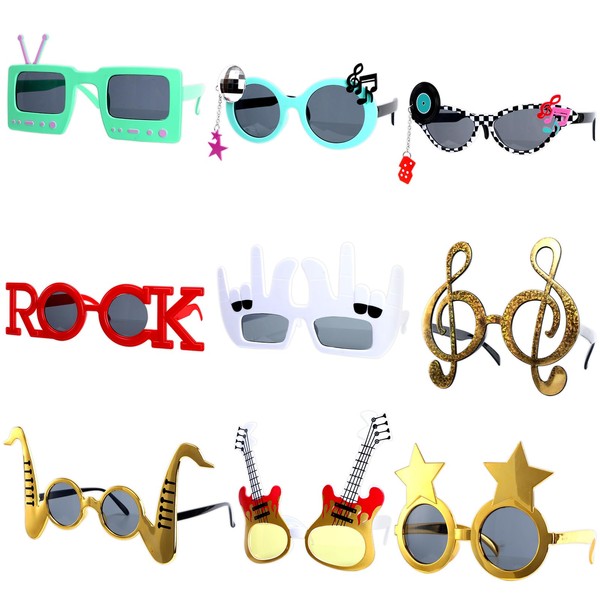 9 Pack Rock Music Funny Sunglasses 80s 90s Party Supplies