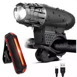 BikeOn USB Rechargeable LED Bicycle Headlight Taillight Bike Head Light Front Back Lamp