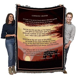 Cowboy Prayer - Blanket Throw Woven from Cotton - Made in The USA (72x54)
