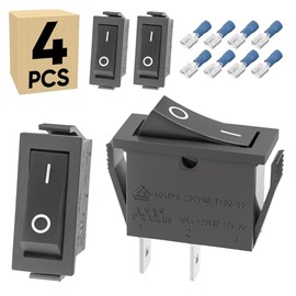 4-Pack UL Listed Rocker Toggle Switch, ON/Off SPST 2Pin Heavy Duty 20A Boat Switches for Home Auto Car Marine Boat, RK1-11, Black