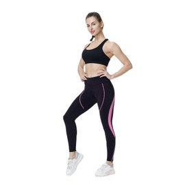 Women's Cycling Pants 3D Padded Compression Tight Long Bike Bicycle Pants with Wide Waistband (Pink,M), Straight