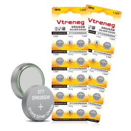 Vtreneg 20 Pack 377 376 SR626sw Watch Battery LR626 377A 626 AG4 1.55V Silver Oxide Button Cell Batteries