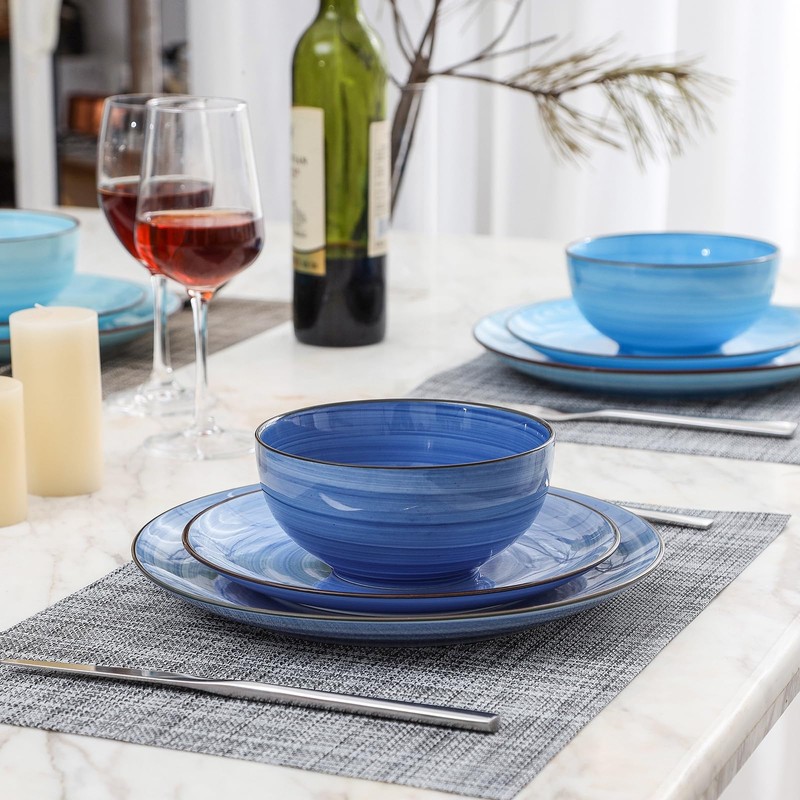 Selamica Ceramic Dinnerware Sets for 6, 18 Pieces Plates and