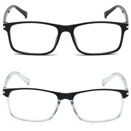 JOON-joon Reading Glasses Men 2 Pairs Ultra Light Fashion Blue Light Blocking Readers for Women Men+1.0(Black&Blue)
