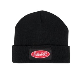 Peterbilt Black Knit Cuff Beanie, Embroidered Oval Logo, Acrylic