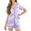 SHEFOTY Silk Pajamas for Women Short Sleeve Sleepwear Soft Button