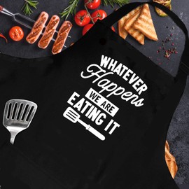 TRADFORE Funny Grilling Apron for Men Funny BBQ Apron for Men Grill Aprons Chef Cooking Apron with 2 Pockets & Adjustable Neck Strap for Grilling, Birthday Gifts for Men, Dad, Husband, Boyfriend