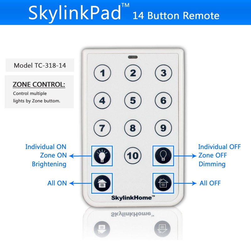 SkylinkHome TC-318-14 Fourteen Button Wireless Lighting Remote Control | Simple
