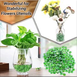ARSUK Green Glass Pebbles 1lb Bulk Pack – 100pcs Flat Marbles (0.7–0.8 Inch) Decorative Glass Gems for Vase Filler Stones, Aquarium Rocks, Crafts, Table Scatter, Wedding Centerpieces & Home Décor