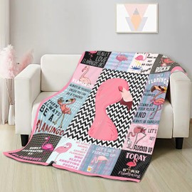 Flamingo Blanket,Funny Flamingo Collage Print Gifts for Flamingos Lovers, Soft Plush Flannel Throw Bed Sofa Bedroom Decoration 80 in x 60 in Large for Women Men Adults