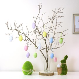 com-four® 36 x decorative hangers Easter - plastic Easter eggs for hanging - colourful Easter eggs for the Easter bouquet (36 pieces - 6 colours - mix 3)