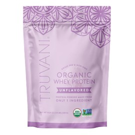 Truvani Organic Whey Protein Powder | Unflavored | 20g Grass Fed Whey Protein | 20 Servings | USDA Organic & Non-GMO | Gluten Free | No Gums, No Soy, No Stevia, No Added Sugars