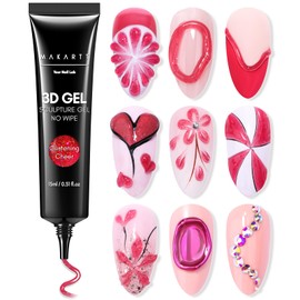Makartt 3D Nail Gel: 3D Sculpting Gel for Nail Art Design, 15ml 3 in 1 No Wipe Gel Polish for Drawing Carving Nails Gel, Molding Gel Embossed Gel for Nail Decoration DIY Manicure - Glistening Cheer