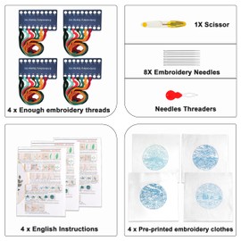 Maydear 3 Sets Embroidery kit for Beginners Adults,Embroidery Kit Punch Needle Kit Cross Stitch Kits with Embroidery Hoop and Instructions,Hand Embroidery Kit (Couple Beginner Embroidery kit)