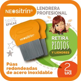 Neositrin Lendrera Premium Stainless Steel Lice and Nit Comb with Round Tips, Pack of 2