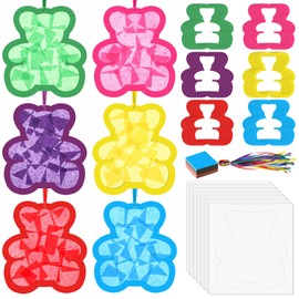 Gersoniel 24 Sets Bear Crafts Candy Bear Tissue Paper Craft Kits DIY Candy Party Decoration Make Your Own Animals Hanging Ornaments for Birthday Party Decoration Home Classroom Activities