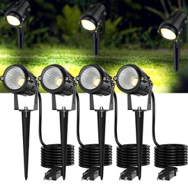 Musuger High Brightness 1000LM Outdoor Spot Lights for Yard, 3500K Warm White Spot Lights Outdoor with 4.9FT Electric Cord, 10W LED IP66 Waterproof Landscape Spotlights for Garden Tree Flag - 4 Pack